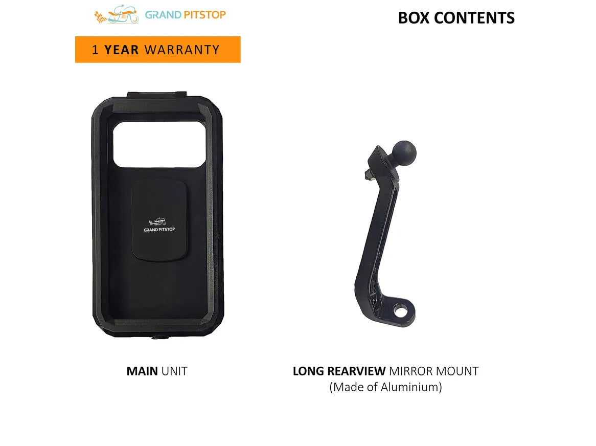 Mirror Mount Fully Waterproof Bike / Motorcycle / Scooter Mobile Phone Holder Mount without charger, Ideal for Maps and GPS Navigation (Black)